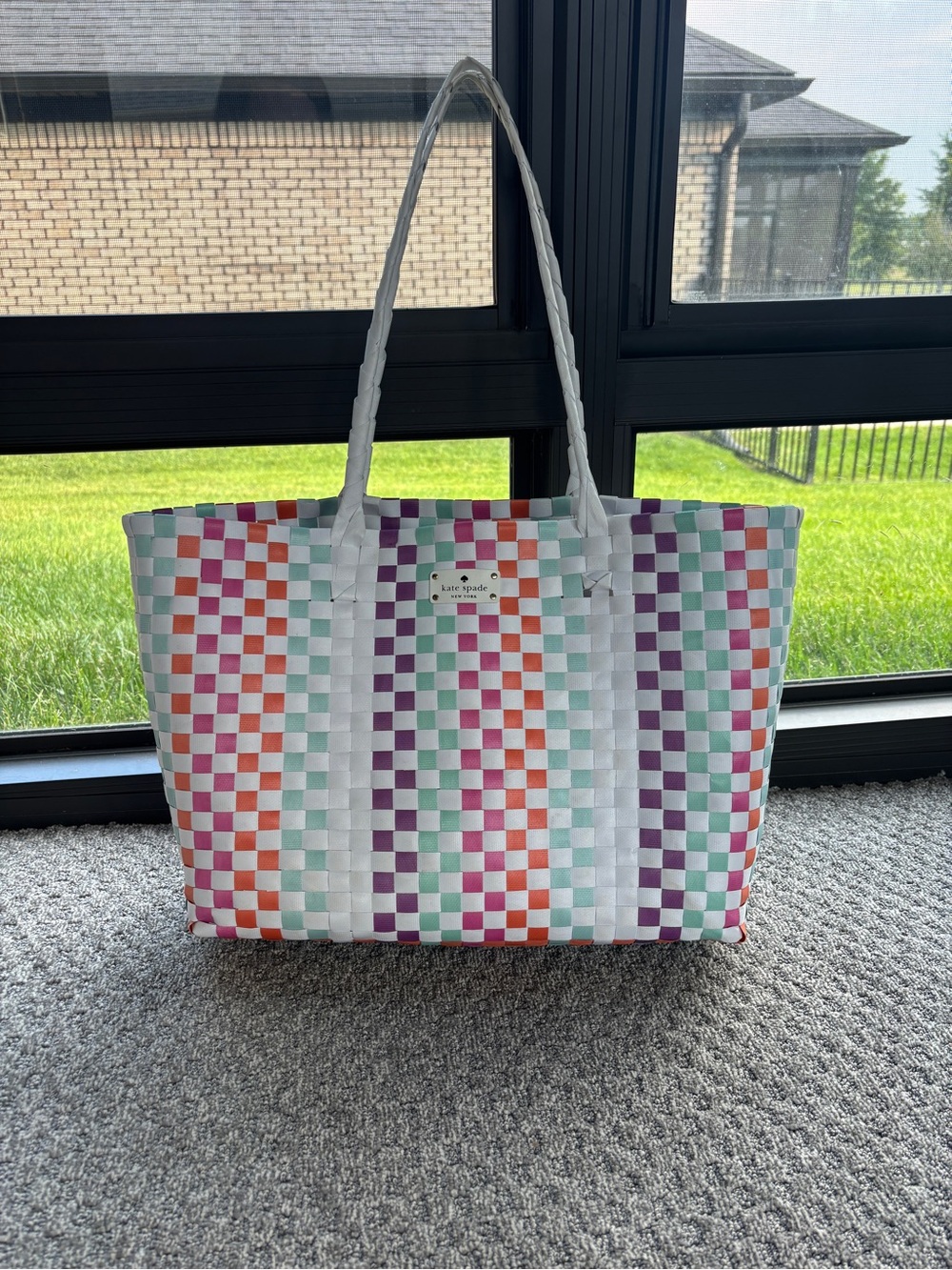 kate spade Multicolor Woven Check Tote